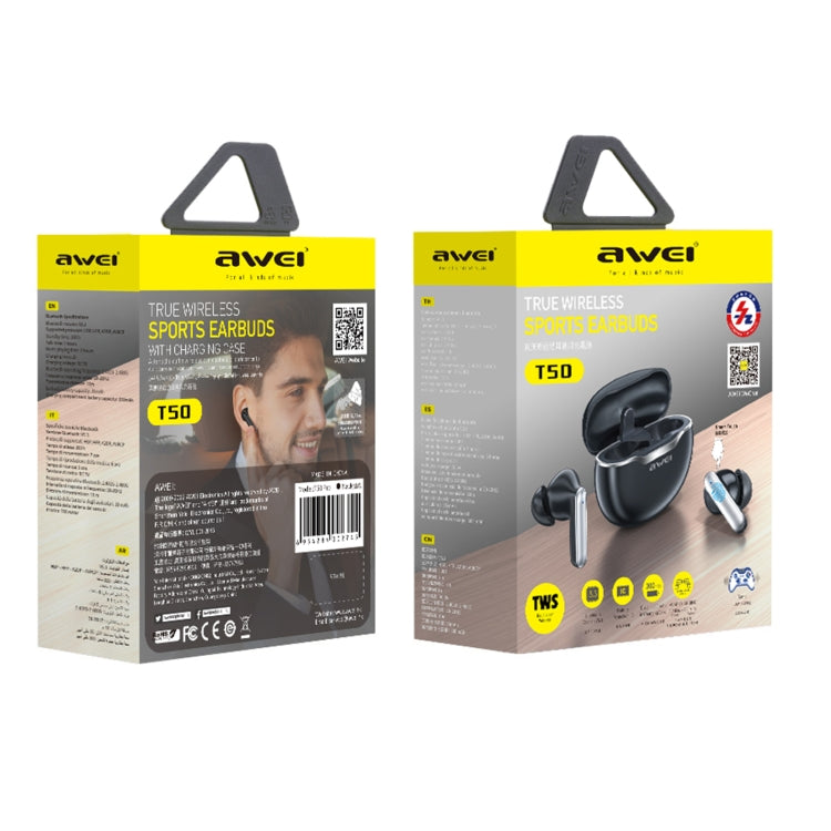 awei T50 진정한 무선 게이밍 블루투스 이어버드, T50
