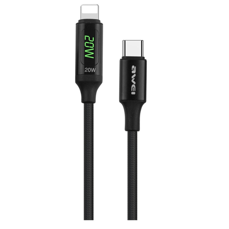 awei CL-123L 1m USB-C / Type-C to 8핀 디지털 디스플레이 데이터 고속 충전 케이블, CL-123L