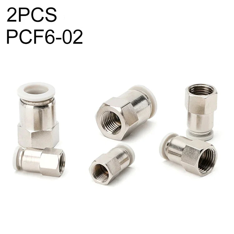 PCF6-02 LAIZE 2개 여성 나사 직선형 공압 퀵 피팅 커넥터, PCF4-01 (10개), PCF4-02 (10개), PCF6-01 (10개), PCF6-02 (2개), PCF6-03 (2개), PCF6-04 (1개), PCF8-01 (2개), PCF8-02 (2개), PCF8-03 (1개), PCF8-04 (1개), PCF10-01 (1개)