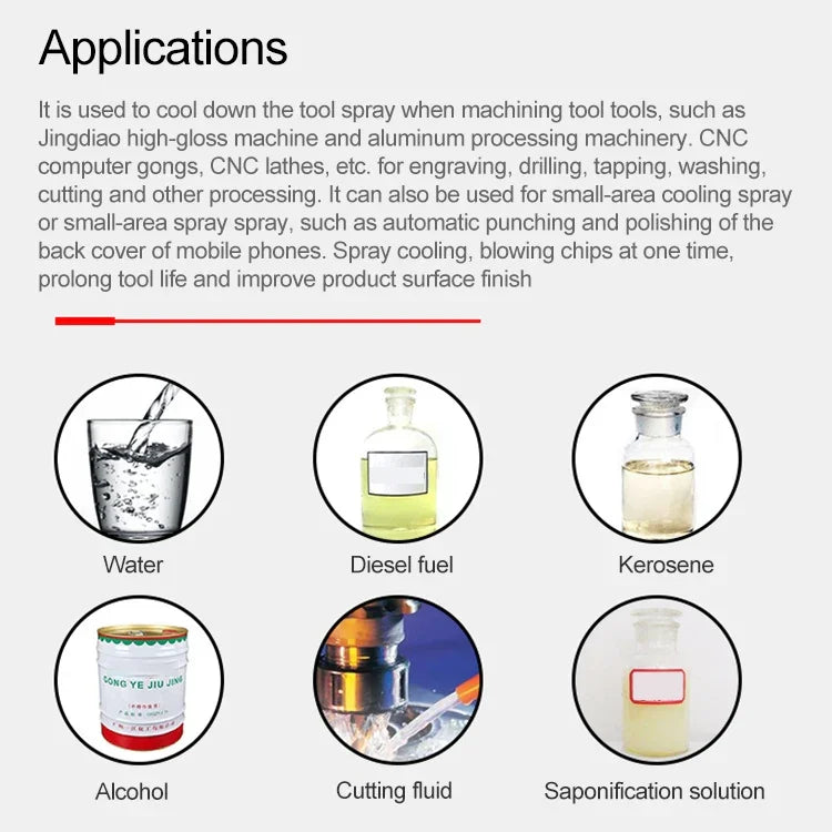 CNC Lathe Mist Coolant Lubrication Spray Engraving Machine Cooling Sprayer, Without Magnetic Base, With Magnetic Base