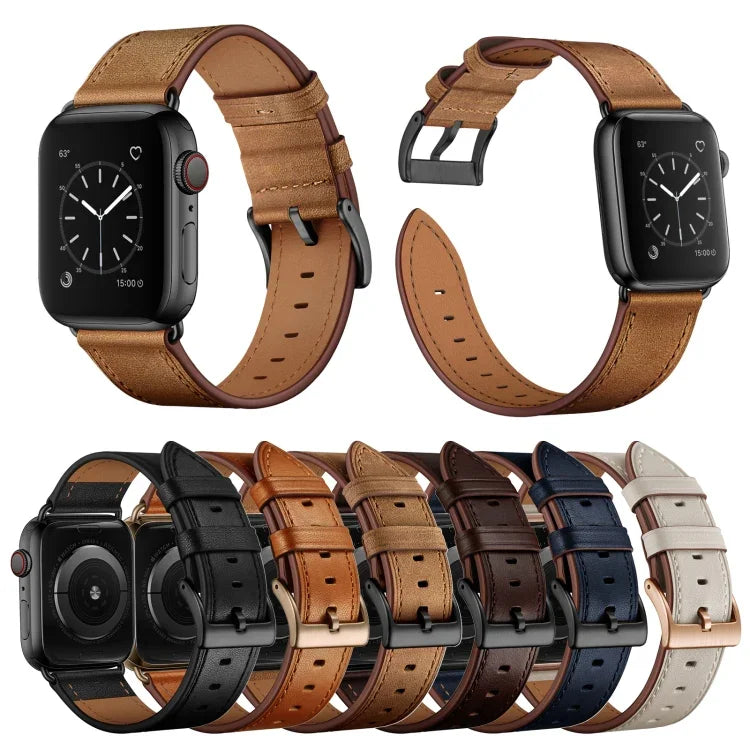클래식 소가죽 정품 가죽 시계줄, Apple Watch Ultra 49mm / 시리즈 8&7 45mm / SE 2&6&SE&5&4 44mm / 3&2&1 42mm용, Apple Watch 시리즈 8&7 41mm / SE 2&6&SE&5&4 40mm / 3&2&1 38mm용
