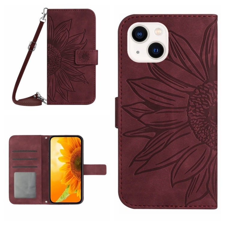 Skin Feel Sun Flower Pattern Flip Leather Phone Case, For iPhone 13 Pro, For iPhone 13 Pro Max, For iPhone 14, For iPhone 14 Plus