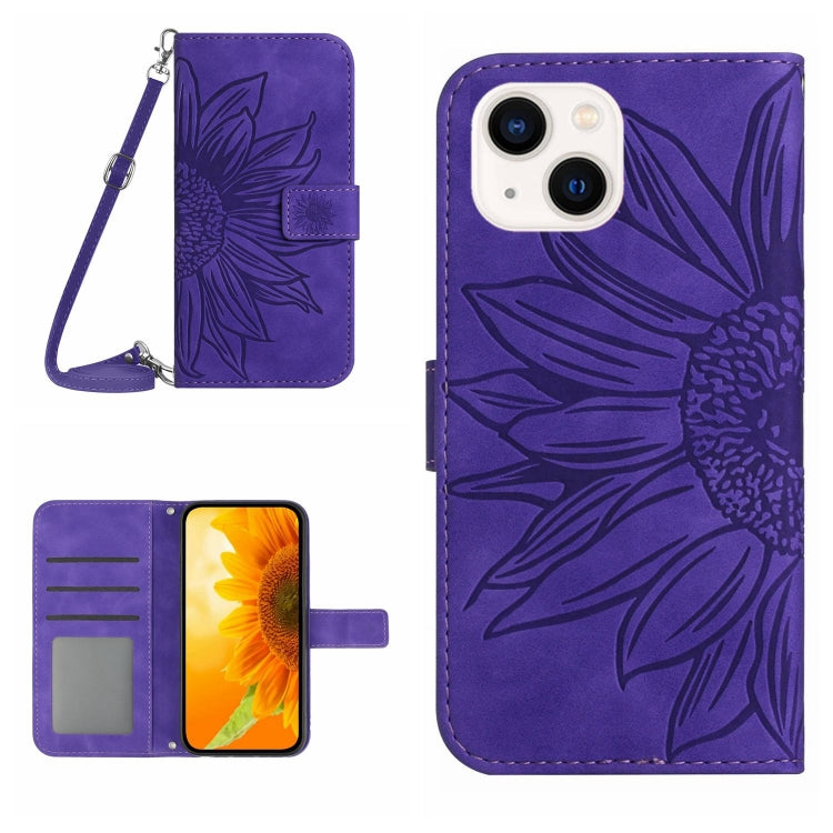 Skin Feel Sun Flower Pattern Flip Leather Phone Case, For iPhone 13 Pro, For iPhone 13 Pro Max, For iPhone 14, For iPhone 14 Plus
