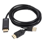 전원 공급 장치가 포함된 HDMI to USB+DisplayPort 어댑터 케이블, 길이: 1.8m, 180cm