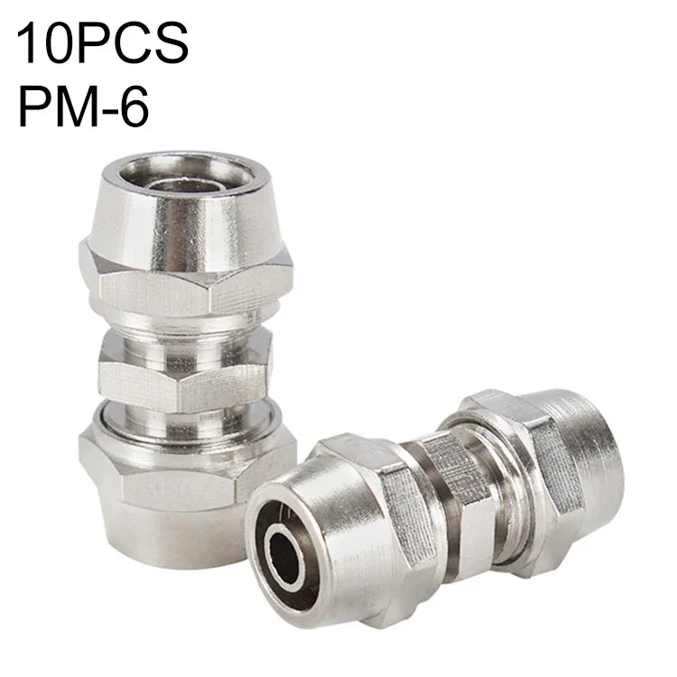 PM-4 LAIZE 2개입 니켈 도금 구리 직선형 공압 빠른 커넥터, PM-4 (2개입), PM-6 (2개입), PM-8 (2개입), PM-10 (2개입), PM-12, PM-14, PM-16