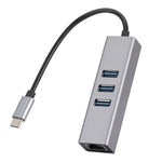 SL-030 USB-C / 타입-C to 기가비트 이더넷 RJ45 & 3 x USB 3.0 어댑터 컨버터 허브, USB-C / 타입-C to RJ45 & 3 x USB