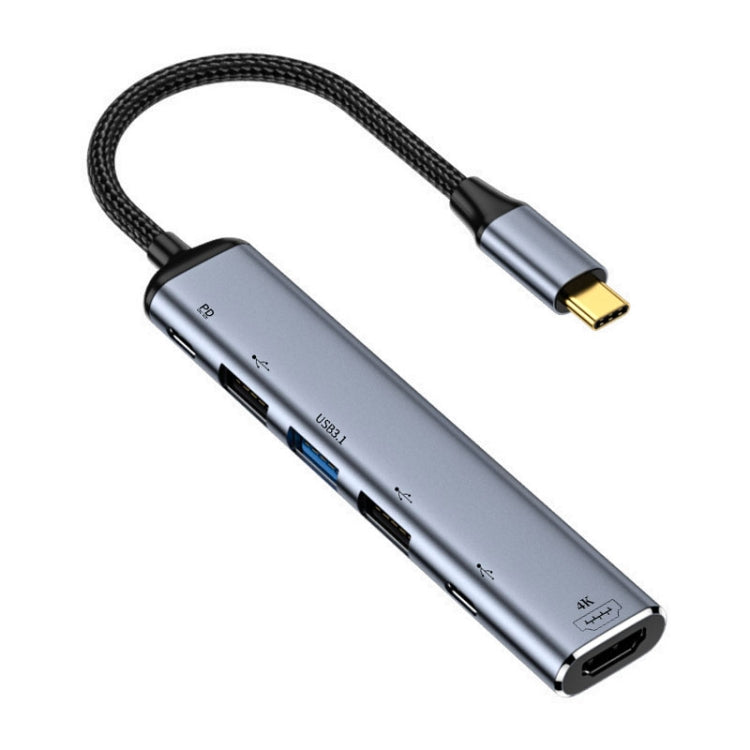 Y004 6 in 1 USB-C/Type-C to HDMI+USB 3.1+듀얼 USB 2.0+듀얼 USB-C/Type-C 인터페이스 다기능 어댑터, Y004