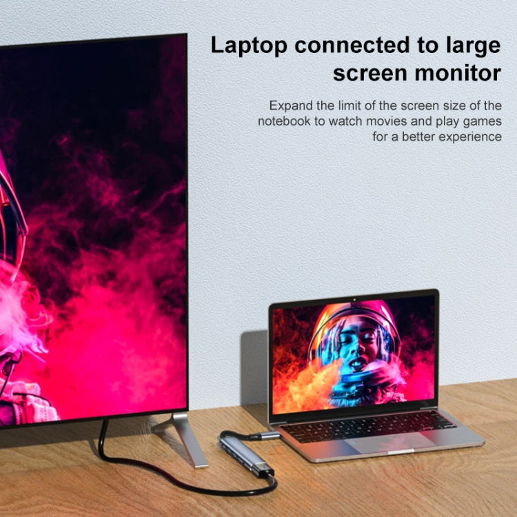 Y004 6 in 1 USB-C/Type-C to HDMI+USB 3.1+듀얼 USB 2.0+듀얼 USB-C/Type-C 인터페이스 다기능 어댑터, Y004