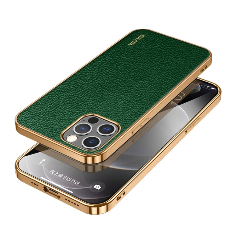 SULADA Shockproof TPU + Handmade Leather Phone Case, For iPhone 14, For iPhone 14 Plus, For iPhone 14 Pro, For iPhone 14 Pro Max