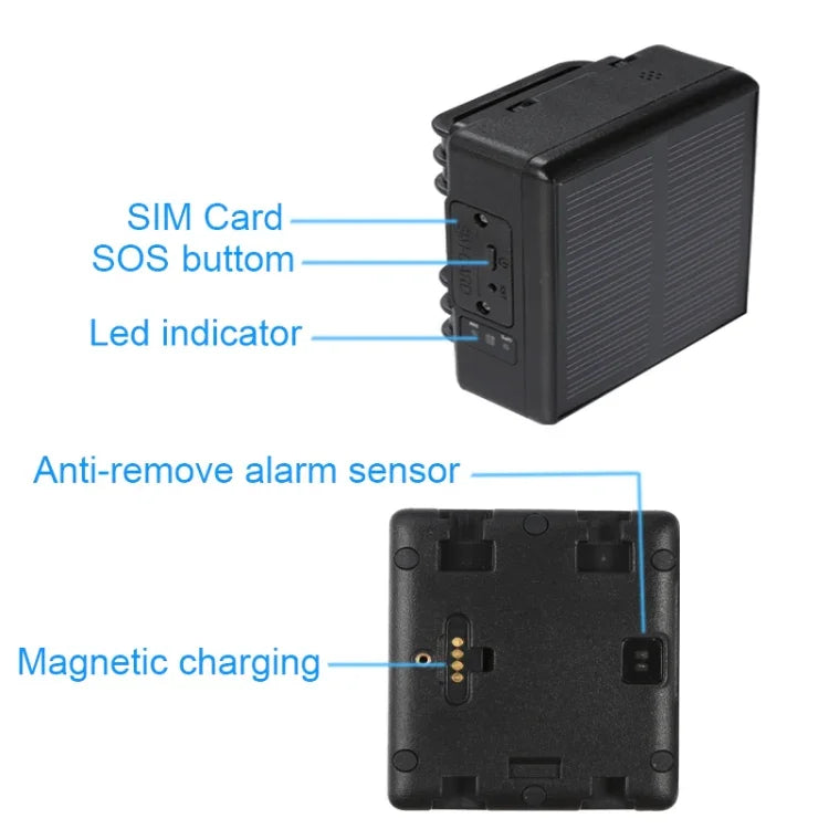 RF-V24 4G 태양광 GPS 추적 위치 추적기 가축 추적기, 2G 메모리 포함, 4G 메모리 포함
