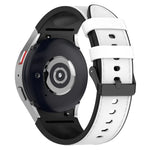 삼성 갤럭시 Watch5 44mm / 40mm용 실리콘 가죽 블랙 버클 시계 밴드, S, L