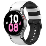 삼성 갤럭시 Watch5 44mm / 40mm용 실리콘 가죽 블랙 버클 시계 밴드, S, L