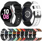 삼성 갤럭시 Watch5 44mm / 40mm용 실리콘 가죽 블랙 버클 시계 밴드, S, L