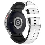 삼성 갤럭시 Watch5 44mm / 40mm용 실리콘 가죽 실버 버클 시계 밴드, S, L