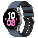삼성 갤럭시 Watch5 44mm / 40mm용 실리콘 가죽 실버 버클 시계 밴드, S, L