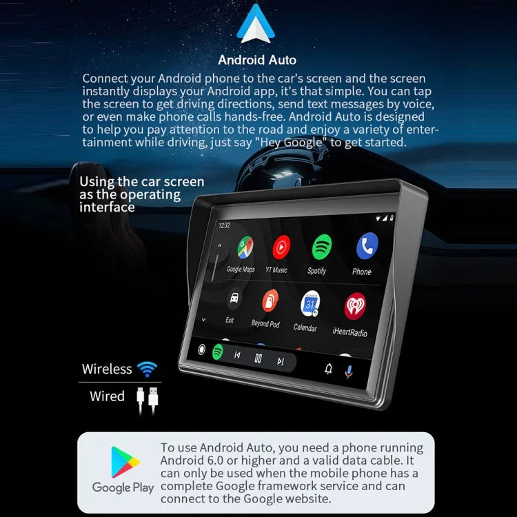 7인치 무선 CarPlay 라디오 멀티미디어 플레이어 1080P IPS 터치 스크린 MP5 라디오 블루투스 모니터, B600W