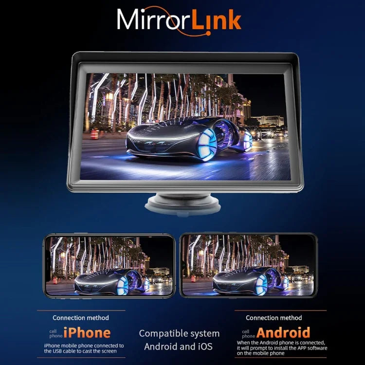 7인치 무선 CarPlay 라디오 멀티미디어 플레이어 1080P IPS 터치 스크린 MP5 라디오 블루투스 모니터, B600W