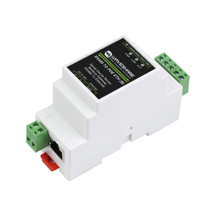 Waveshare DIN 레일 RS485 to RJ45 시리얼 서버 POE 기능 포함, 23273