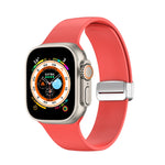 Folding Buckle Silicone Watch Band, For Apple Watch Ultra 49mm, For Apple Watch Series 8&7 45mm / SE 2&6&SE&5&4 44mm / 3&2&1 42mm