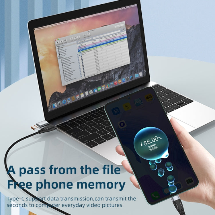 ADC-008 66W USB to USB-C/Type-C + 8핀 + 마이크로 USB 3-in-1 완전 호환 고속 충전 데이터 케이블, 1.2m, 2m