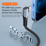 ADC-009 20W USB-C/Type-C to 8 핀 더블 엘보우 데이터 케이블, 0.4m, 1m, 2m