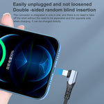 ADC-009 20W USB-C/Type-C to 8 핀 더블 엘보우 데이터 케이블, 0.4m, 1m, 2m