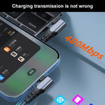 ADC-009 20W USB-C/Type-C to 8 핀 더블 엘보우 데이터 케이블, 0.4m, 1m, 2m