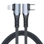 ADC-009 20W USB-C/Type-C to 8 핀 더블 엘보우 데이터 케이블, 0.4m, 1m, 2m