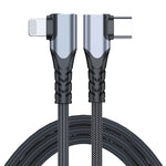 ADC-009 20W USB-C/Type-C to 8 핀 더블 엘보우 데이터 케이블, 0.4m, 1m, 2m