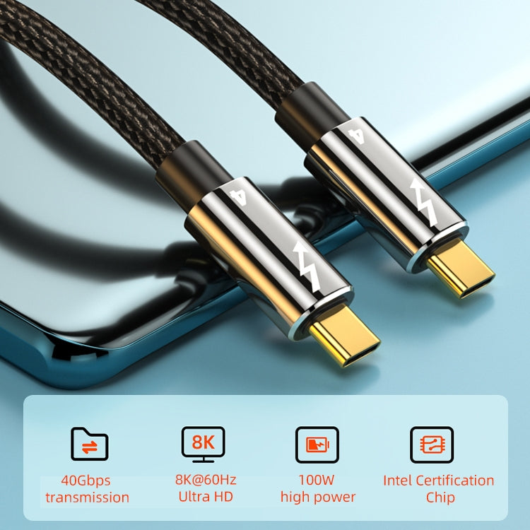 100W 타입-C to 타입-C 썬더볼트 4 풀기능 데이터 케이블, 0.3m, 0.5m, 0.8m, 1m