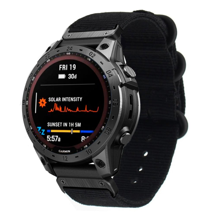 Three-ring Steel Buckle Nylon Watch Band, For Garmin Fenix 7X, For Garmin Fenix 7