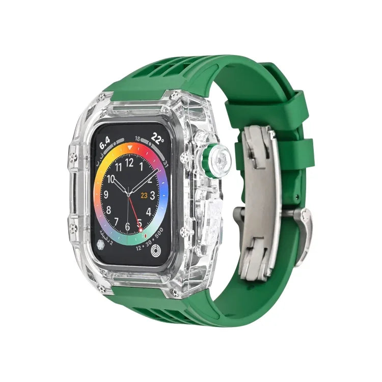 Fluorine Rubber Clear Watch Band Case, For Apple Watch Series 8&7 45mm, For Apple Watch Series 8&7 45mm/SE 2&6&SE&5&4 44mm