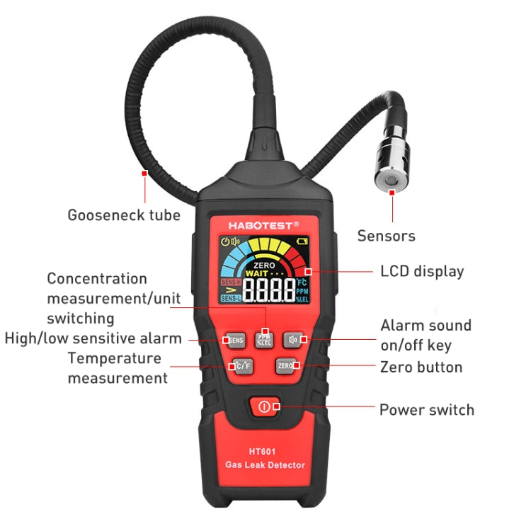 HABOTEST HT601A 가연성 가스 검출기 천 배터리 모델, HT601A