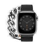 더블 루프 천연 가죽 스테인리스 스틸 시계줄, Apple Watch Ultra 49mm / 시리즈 8&7 45mm용, Apple Watch 시리즈 8&7 41mm용