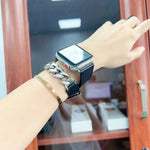 더블 루프 천연 가죽 스테인리스 스틸 시계줄, Apple Watch Ultra 49mm / 시리즈 8&7 45mm용, Apple Watch 시리즈 8&7 41mm용