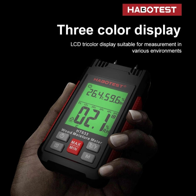 HABOTEST HT633 휴대용 다기능 디지털 디스플레이 목재 수분 측정기, HT633