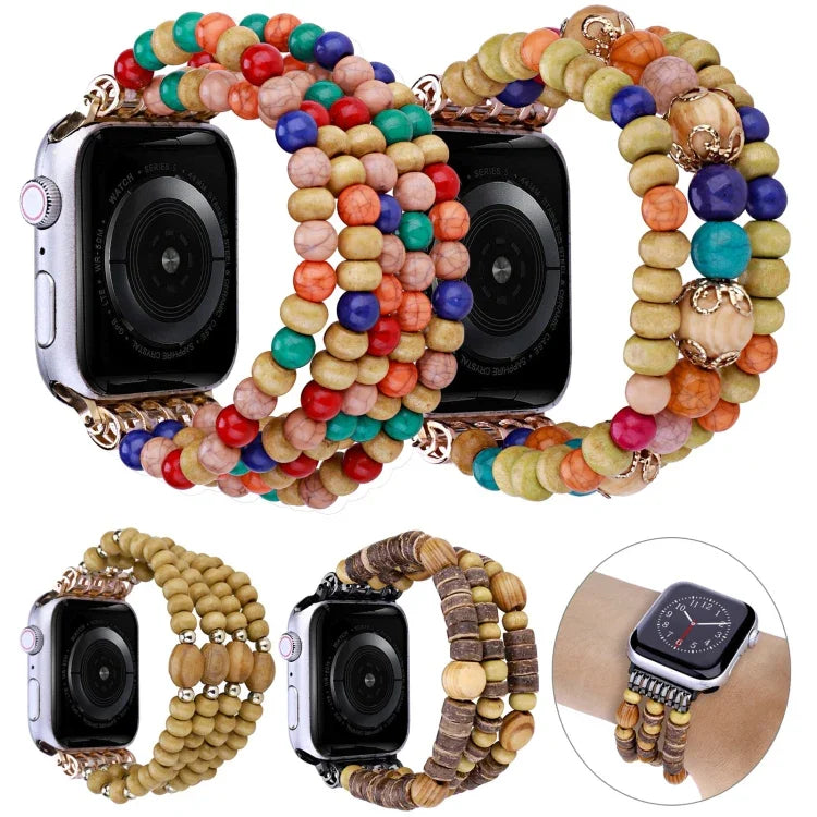 우드 비즈 시계줄, Apple Watch Ultra 49mm / 시리즈 8&7 45mm용, Apple Watch 시리즈 8&7 41mm용