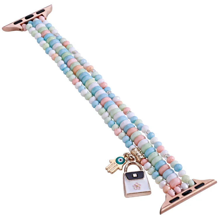 3-row Beads Watch Band, For Apple Watch Ultra 49mm / Series 8&7 45mm, For Apple Watch Series 8&7 41mm