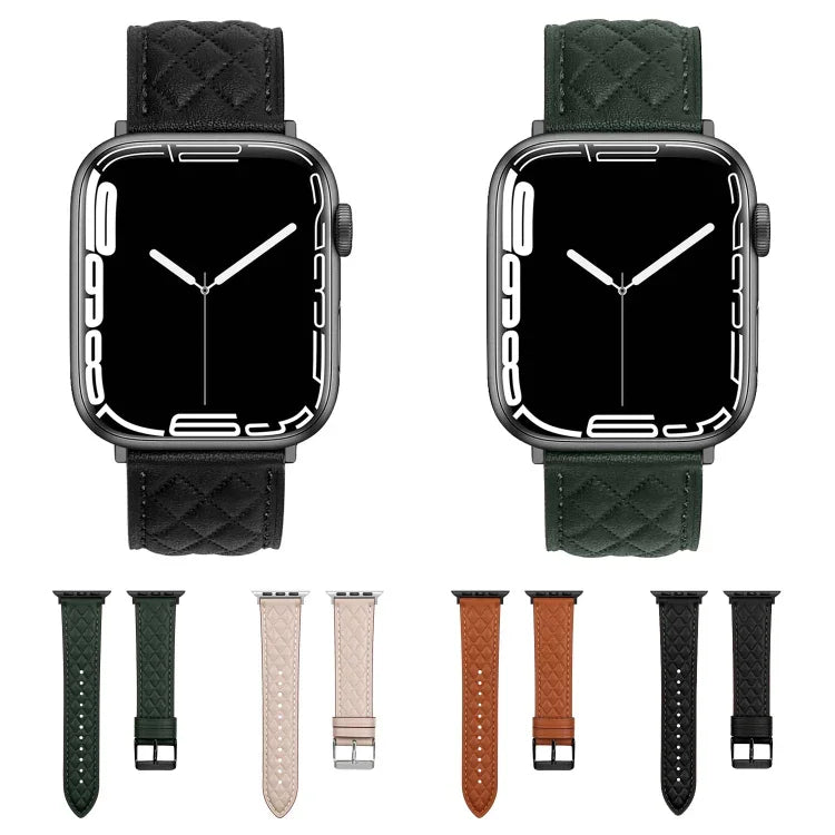 마름모 패턴 천연 가죽 시계줄, Apple Watch 시리즈 8&7 41mm / SE 2&6&SE&5&4 40mm / 3&2&1 38mm용, Apple Watch 시리즈 8&7 41mm / SE 2&6&SE&5&4 40mm / 3&2&1 38mm용