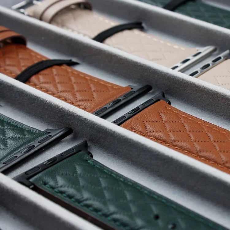 마름모 패턴 천연 가죽 시계줄, Apple Watch 시리즈 8&7 41mm / SE 2&6&SE&5&4 40mm / 3&2&1 38mm용, Apple Watch 시리즈 8&7 41mm / SE 2&6&SE&5&4 40mm / 3&2&1 38mm용