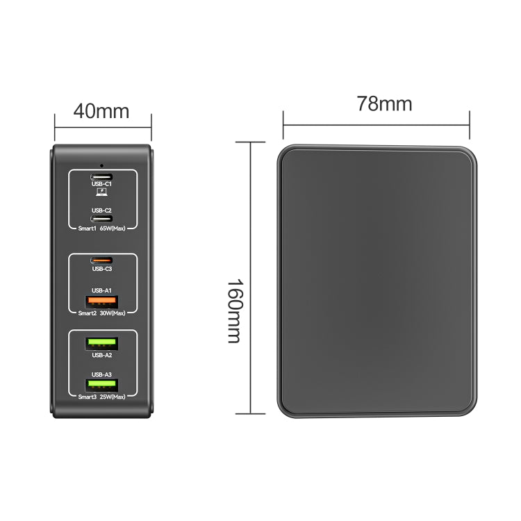 818H 120W Type-C + USB 6포트 데스크탑 고속 충전기, 미국 플러그, 영국 플러그, EU 플러그, 호주 플러그