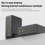 818H 120W Type-C + USB 6포트 데스크탑 고속 충전기, 미국 플러그, 영국 플러그, EU 플러그, 호주 플러그