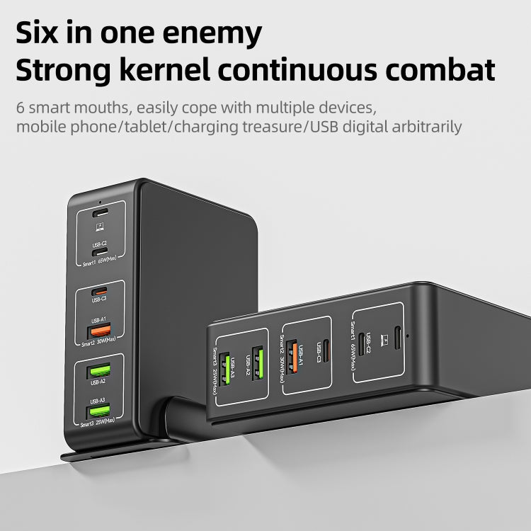 818H 120W Type-C + USB 6포트 데스크탑 고속 충전기, 미국 플러그, 영국 플러그, EU 플러그, 호주 플러그