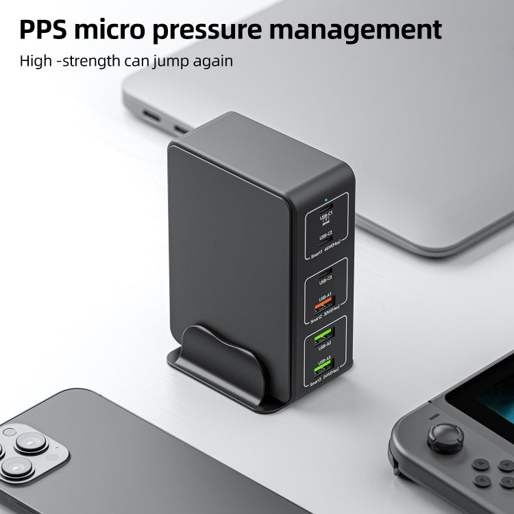 818H 120W Type-C + USB 6포트 데스크탑 고속 충전기, 미국 플러그, 영국 플러그, EU 플러그, 호주 플러그
