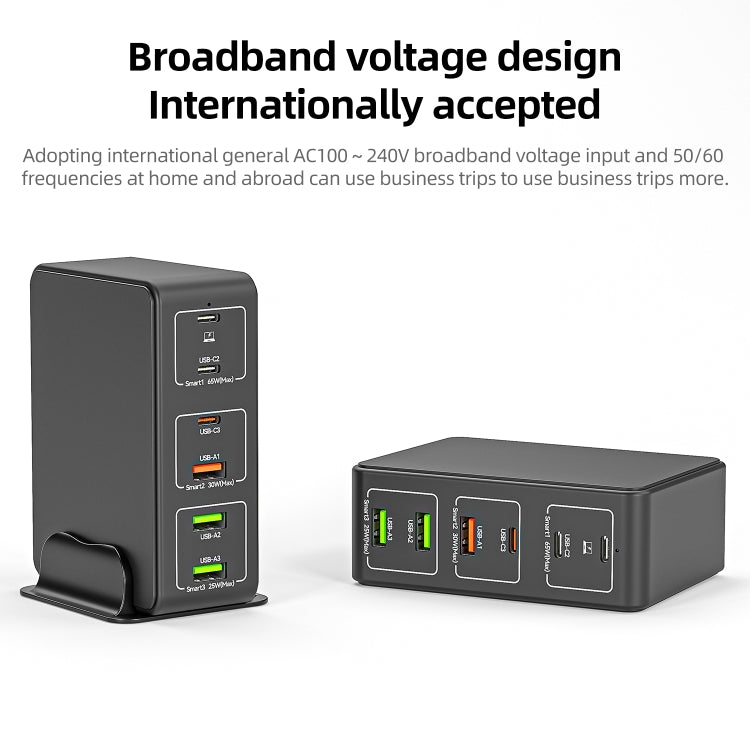 818H 120W Type-C + USB 6포트 데스크탑 고속 충전기, 미국 플러그, 영국 플러그, EU 플러그, 호주 플러그