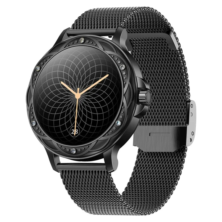 CF12 1.2 inch Waterproof Smart Steel Strap Wristband Support Heart Rate Monitoring / Blood Pressure Monitoring, CF12 Steel Strap (Black)