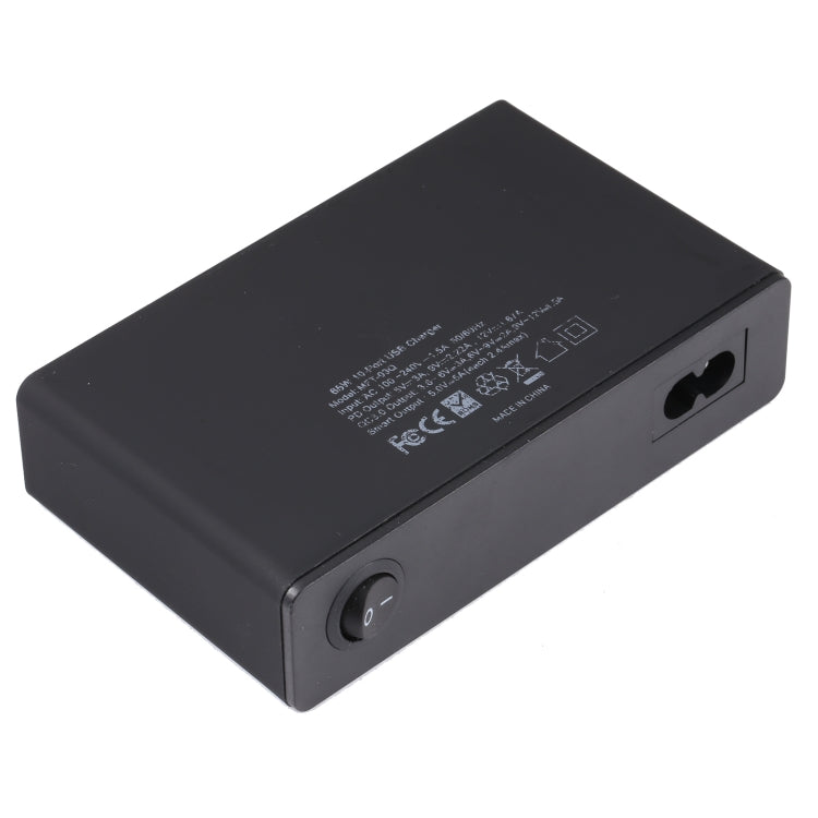 10 in 1 65W QC3.0 USB Smart Fast Charger, US Plug, UK Plug, AU Plug