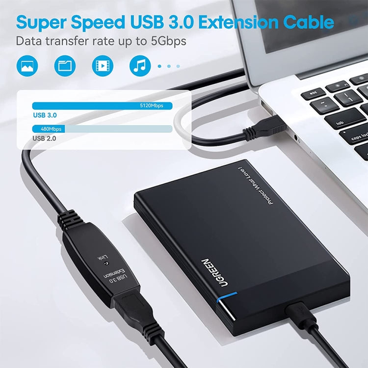 USB 3.0 수-암 데이터 동기화 초고속 연장 케이블, 길이: 10m, 10m