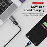 120W 타입-C 암컷 to USB 3.0 수컷 아연 합금 직선 어댑터, 타입-C 암컷 to USB 3.0 수컷 직선