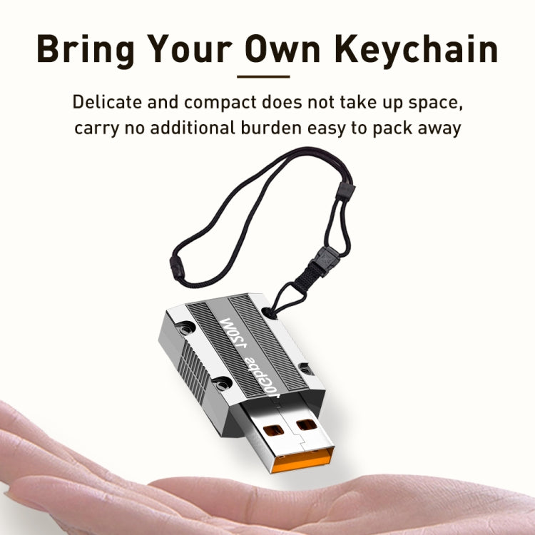 120W 타입-C 암컷 to USB 3.0 수컷 아연 합금 직선 어댑터, 타입-C 암컷 to USB 3.0 수컷 직선